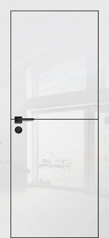 Фото Межкомнатная дверь HGX-19 черная кромка с 4-х ст. Белый глянец