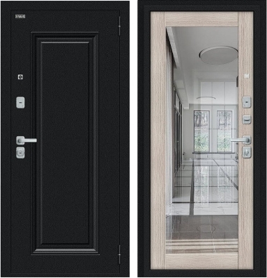 Дверь Браво Флэш МФ/BChrome Букле черное/Cappuccino Melinga