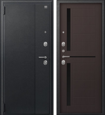 Дверь A-01 черный сатин - лиственница тёмная